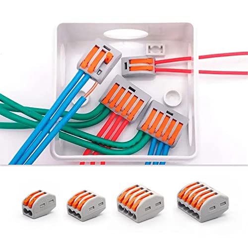 Рачка Жица Конектори Ореви Асортиман Комплет-60 Пакет 2/3/4/5 Порта Компактна Жица Навртка Брзо Исклучување Спојување Електрични Конектори,