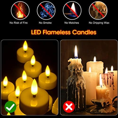 Pchero Flumless Flickering Tealights свеќи со тајмер, 12 пакувања 3D Candle Wicks Battery управувани LED гласовни чајни светла за