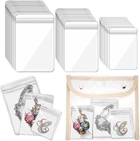 Вауанг 110 Парчиња Торби За Организатори На Накит За Патување Пвц Торба За Складирање Накит Самозапечатете Пластична Патентна Кеса,