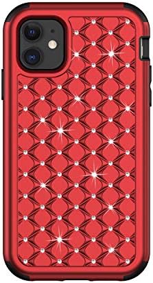 Iphone 11 6.1 Случај, Dooge Diamond Studded Bling Случај Shockproof Оклоп Бранител Хибридни Целосна Тело Солиден Високо Влијание Заштитни