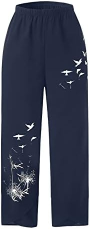 Lcepcy тенки летни панталони за летни нозе женски удобни печатени панталони со памучни постелнина лабави вклопувани пакувања со џебови