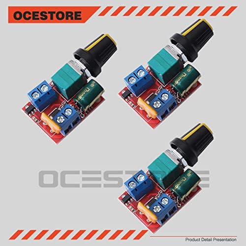 OCESTORE 3Pcs Dc Модул За Контрола На Брзината НА Моторот 3V-35V Pwm Прекинувач ЗА Контрола НА Брзината LED Придушувач Mini 5a Max 90W