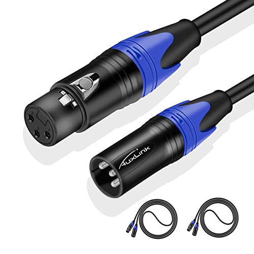 AuxLink XLR Кабел 3ft 2pack сребро-обложени 3 пинови и 25-тина 6 пакети кодирани во боја кодирани злато-позлатени 3 пина микрофон кабли