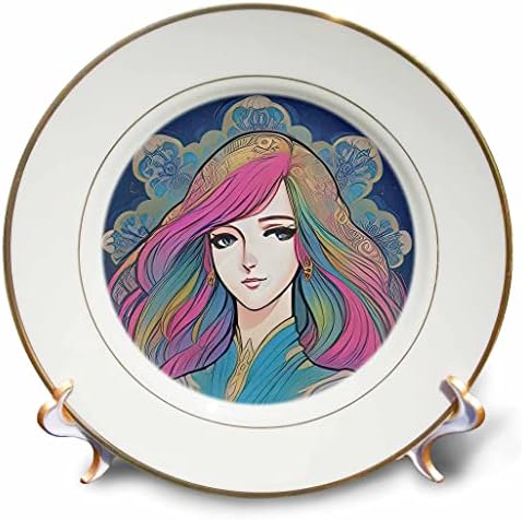 3drose Art Nouveau Woman. Прекрасна млада принцеза со шарена коса талисман - плочи