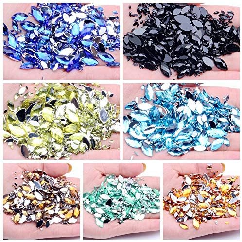 Аспекти акрилен ринестон Strass 6x12mm 5000pcs DIY rhinestones Нормални бои маркиза земја украси за уметност - украси за уметност -