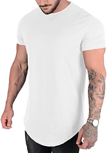 Менс модна мускуларна маица салата за вежбање со кратки ракави памук лесен летен мета обичен тенок вклопен врв