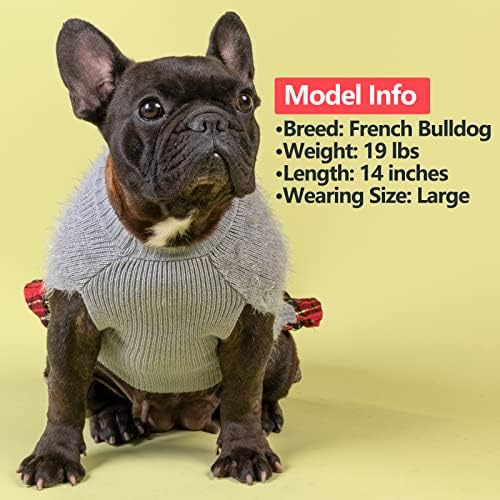 Џемперите на кучињата кучиња облекуваат џемпери со средни кучиња со кучиња со плетен пуловер топла облека за кучиња, сива, xxl