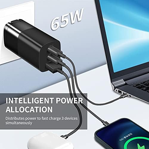 Sisyphy USB C до автомобилски пакет за конвертор за запалка со цигари со CAR со GAN USB-C 65W 3-порта PD Charger, испорака на електрична