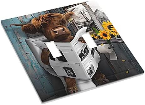 Фарма куќа крави весници сончогледи 2 банда двојно менување светло прекинувач покритие декоративна wallидна плоча Електрична плоча