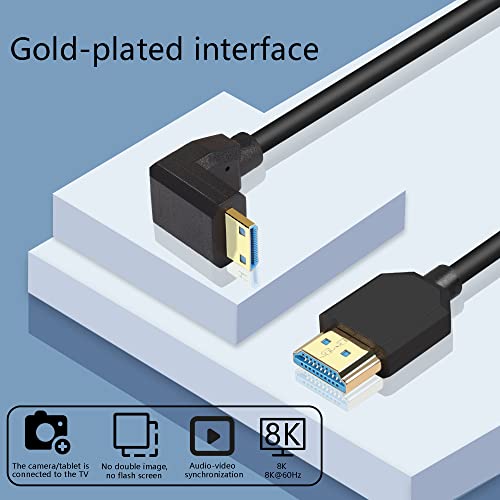 GINTOOYUN 8K MINI HDMI До HDMI Кабел Супер Тенка линија од 4,0 mm Мини HDMI До HDMI Ултра HD 2,1 Кабел 8K@60Hz 4K@120hz 48Gbps Динамична