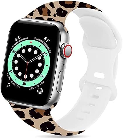 Tupclusdm Компатибилен со apple watch band силиконски леопард, шема на рибна скала нова серија за дизајн на печатење за Apple Watch