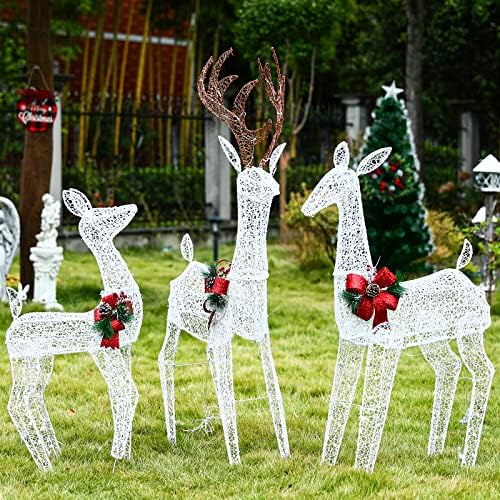 Rzxyl три парчиња ирваси Божиќна светлина декорација, со 230 LED светла, и семејство поставени украси на отворено за градината.