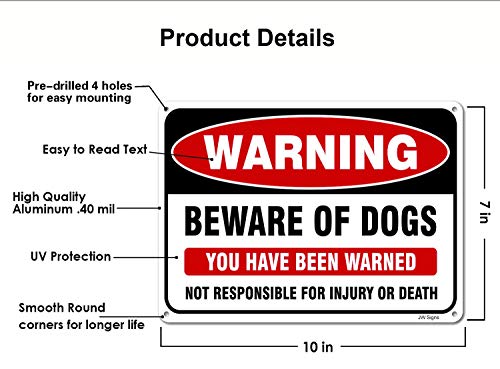 Пазете се од знакот на кучиња 10 ”X7” рефлексивни метални знаци 0,40 алуминиумски знаци тешки професионални печатење претходно
