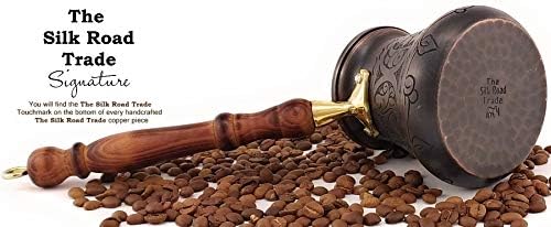 Трговија со патики од свила - серија PCA - најгуста цврста врежана античка бакарна турска грчка арапска кафе садови со тешка должност