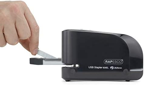 Rapesco 1454 626EL автоматски електричен степлер USB/батерија, црна