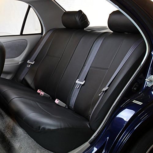 FH-PU002115 Класични капаци за седишта за автомобили ПУ, воздушни перничиња компатибилни и разделена клупа, црна боја