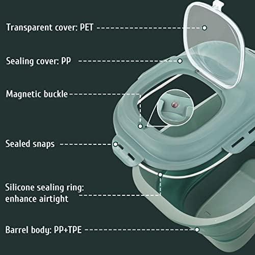 Бносдм Склопувачки Контејнер За Складирање Храна За Кучиња Од 15 килограми до 30 фунти Голема Херметичка Корпа За Складирање Храна За Мачки