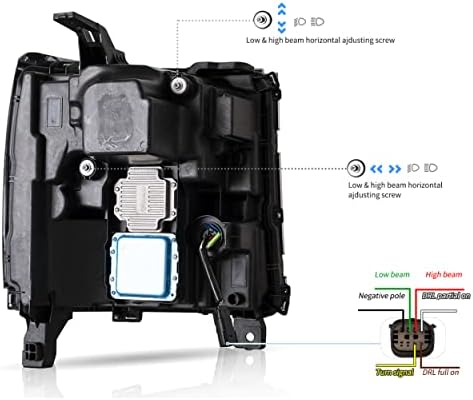 VLAND ПРЕДВОДЕНИ Фарови Компатибилен со -2018 Chevy Silverado 1500, Собранието На Предната Светлина со Здив &засилувач; Динамичен
