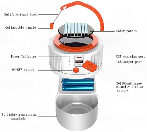Dihaimi соларни светла на отворено, светла за кампување, светла за шатори, светла за кампување, преносни енергетски банка 2400mAh, IPX45 водоотпорен,