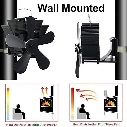 LIXFDJ Камин Радијатор Заштеда На Енергија Ѕид Монтирани Црна 5 Ножеви Топлина Напојува Шпорет Навивач Најавите Дрво Режач Тивка Дома