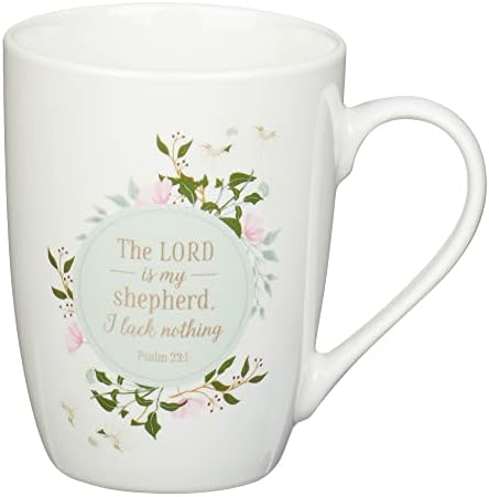 Кристијан уметнички подароци мотивационо керамичко писание кафе и чај чаша за жени: Господ е мојот овчар - Псалм 23: 1 Инспиративен библиски