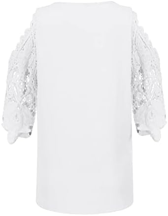 Овермална женска мода лабава заложничка чипка, шуплива ракав сапка за маица врвна блуза