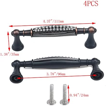Pastlla 4 парчиња 3,78 C-C Антички декоративни рачки за влечење вметнати со јасна фиока за кристална рачка модерна фиока за шкафови