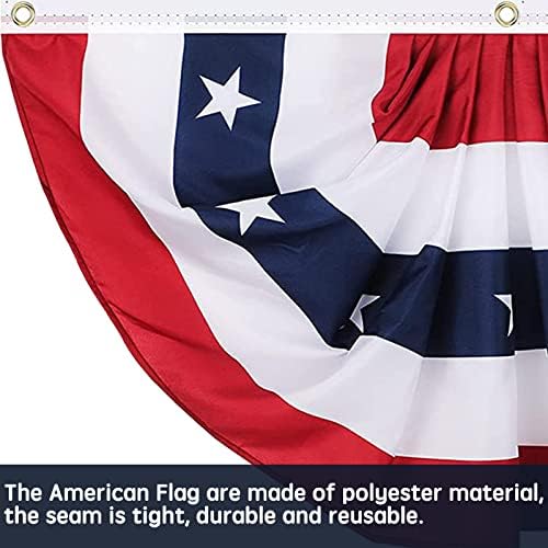 4 ПАРЧИЊА Патриотско Плисирано Знаме на Вентилаторот, 3 x1, 5 Стапки Банер На Американско Знаме, 4 јули Американски Патриотски Банер Со Половина