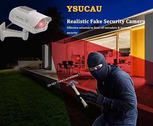 YSUCAU SORAL ENALERED CCTV Security Fake Dummy Camera со трепкање LED на отворено/затворено употреба за домови и бизнис