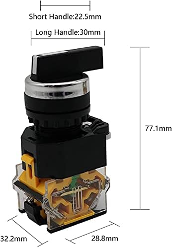 Axti 22mm селектор на копчето Ротари прекинувач за заклучување на моментот 2NO 1NO1NC 2 3 Позиција DPST 10A 400V прекинувач за напојување