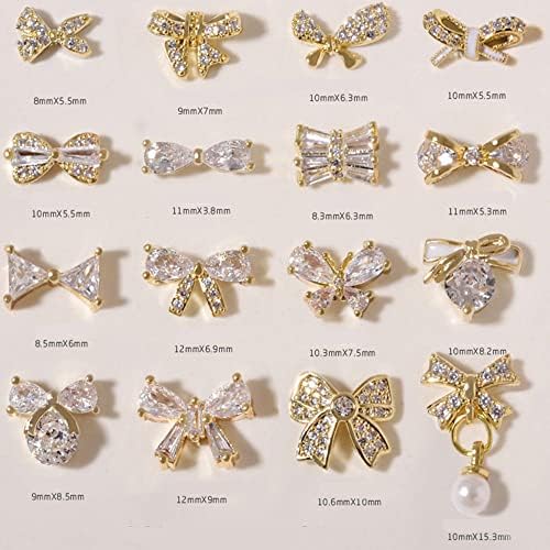 Houchu Nail Art Jewelry Girls Bow Nail Rhinestones DIY Nail материјал Маникир додатоци Пеперутка нокти салон 3Д декорација на ноктите