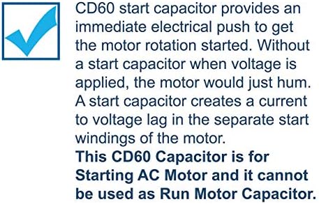 HQRP 216-259UF 220-250V СТАРТ кондензатор Компатибилен со AC Electric Motor Start HVAC Blower Pump Pump 216-259MFD CD60