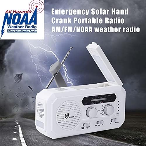 Прекрасно време радио итно соларно чудак радио со фенерче и ламба за читање, AM/FM/NOAA Протеибилно радио за дома и на отворено,