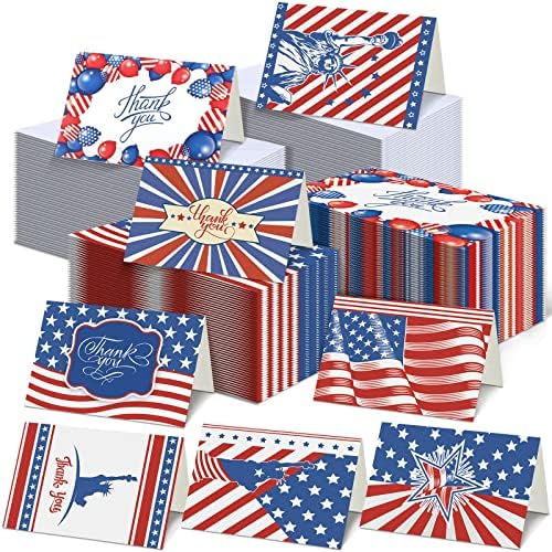 CTOSREE 160 поставува патриотски благодарни картички со коверти вклучуваат 160 парчиња најголемиот дел од американското знаме