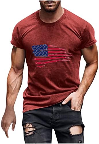 Американски 1776 кошула мажи потресено американско знаме Патриотски кошули со кратки ракави Денот на независноста на маицата за одмор