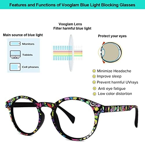 VOOGLAM шарени мачки очи сини светло блокирачки очила за жени анти УВ анти -очила за очила Мини Мини