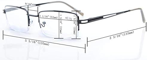 Очилата за читање на метални шарки со 5 пакувања со 5 пакувања, очилата за читање вклучуваат читатели на компјутер +2,75