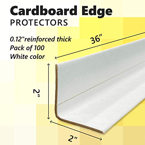 IDL Пакување-CEP-36 Cardboard Edge Protector 2 ”x 2” x 36 ”, пакет од 100-бели картонски картонски аголни заштитници за испорака-Заштитен