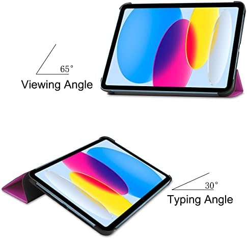 Заштитен случај на заштитен случај, компатибилен со iPad 10 2022 10.9inch, Tri-Fold Smart Tablet Case, тврда компјутерска школка Slim Case