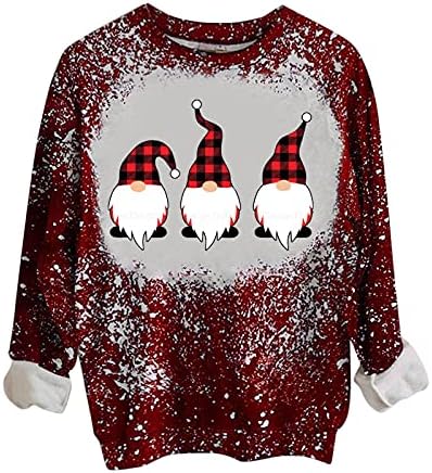 Pulенски качулка џемпер пуловер женски зимски Божиќни класични печатени долги ракави, пулвер за јака