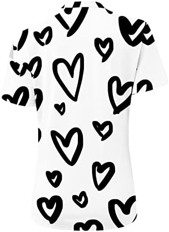 Памучна маица со памучна маица за жени есен лето без лепчиња, кратки ракави, екипаж на вратот на вратот, графички врвот jn jn