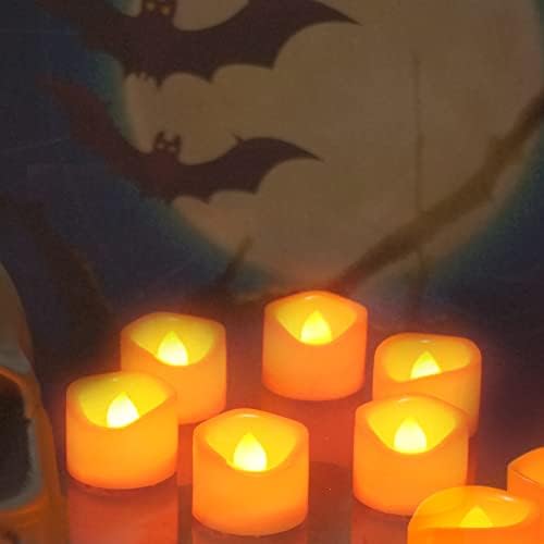 Портокал Мали ПРЕДВОДЕНИ Вотивни Свеќи 12 Пакети Батерија Управувани Чајни Светла Електрични Треперење Без Пламени ЛЕД Свеќи За