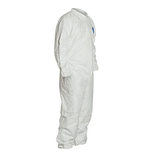 DuPont Tyvek 400 TY125S Заштитно застој за еднократна употреба со еластични манжетни, бели, X-Large & Allegro Industries 1410‐12 чорапи