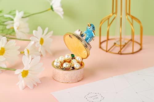 Fasslino Симпатична кутија за накит за накит со шарки со рачно насликани животински украси уникатен подарок за декор за дома