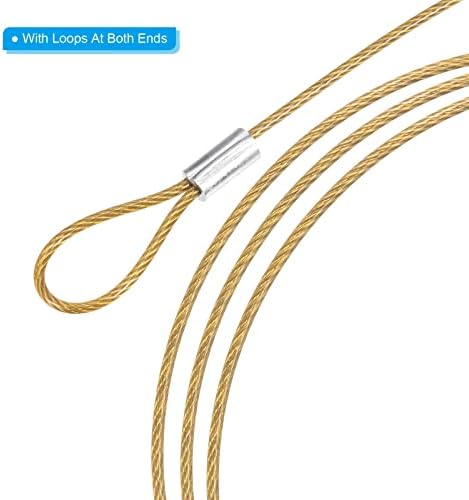 Заклучување на безбедносниот кабел од 3,3 метри, 2 пакет не'рѓосувачки челик 1,5мм ДИА безбедносна жица со јаже со двојна јамка за заклучување