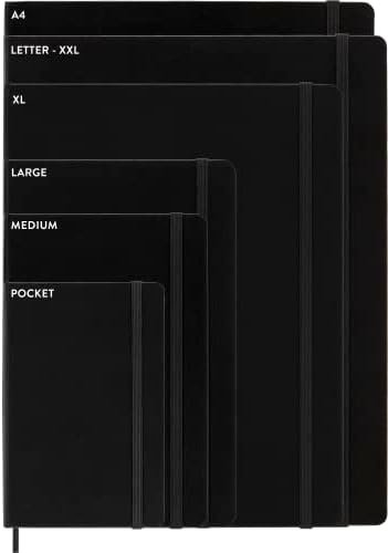 Класичен тетратка Молескин, тврда покривка, голема квадратна/решетка, црна, 240 страници