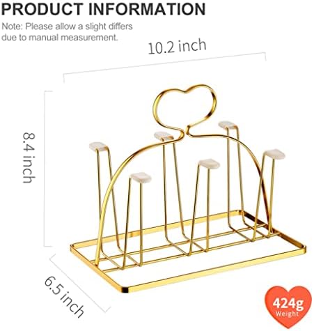 Jahh шише решетката за сушење метал 6 чаши кригла Заштитни куки кои не се лизгаат шишиња за сушење на држачот за очила за чаши