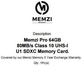MEMZI PRO 64gb Класа 10 80MB/s Sdxc Мемориска Картичка За Panasonic Lumix DMC-G6, DMC-G6H, DMC-G6K, DMC-G6K, DMC-G5K, DMC-G5W,