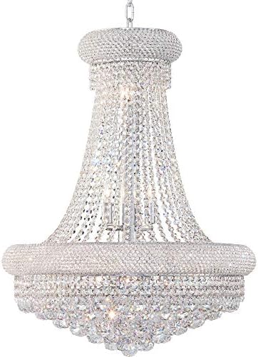 Елегантно осветлување 1800D24C/RC Collection Collection 14-Light, висина на кралски кристали со хромирана завршница