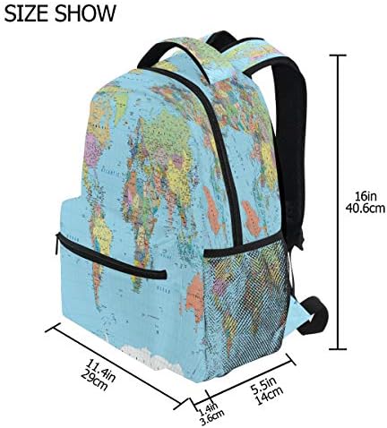 Ујо ранец Глобус светски мапа мапа торба торба за ученици за книги прилагодливи торби за рамо лаптоп рак -патен пат за пешачење за кампување